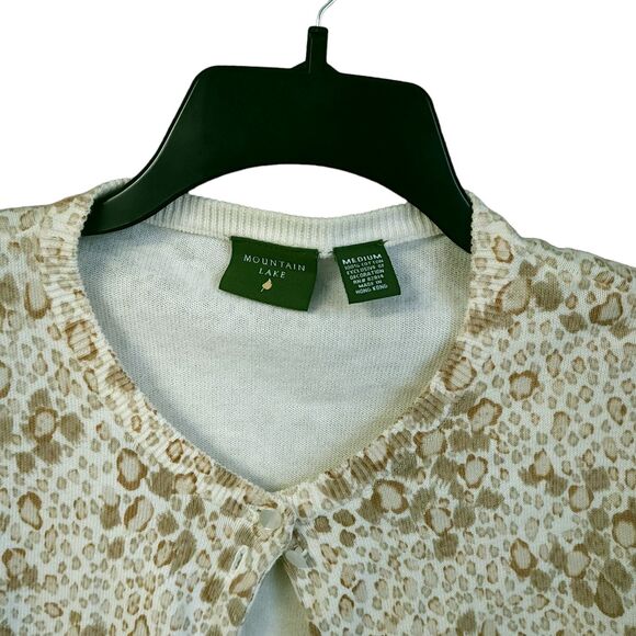 Mountain Lake Cheetah Print Cardigan Sweater Womens Size M Tan Brown Long Sleeve - Picture 4 of 6